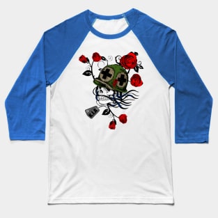 Halloween War Skull & Roses Baseball T-Shirt